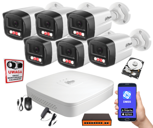 Zestaw monitoringu IP Dahua z 6 kamerami