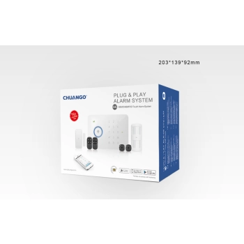 BEZPRZEWODOWY ZESTAW ALARMOWY GSM/SMS/RFID CHUANGO CG-G5 PLUS 11 CZUJEK PIR-910 + ZEWNĘTRZNA SYRENA