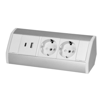 GNIAZDO MEBLOWE PODWÓJNE ORNO OR-GM-9039(GS)/W-G 2xUSB SCHUKO