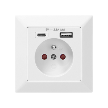 GNIAZDO ELEKTRYCZNE Z ŁADOWARKĄ USB (A+C) ORNO OR-AE-13232
