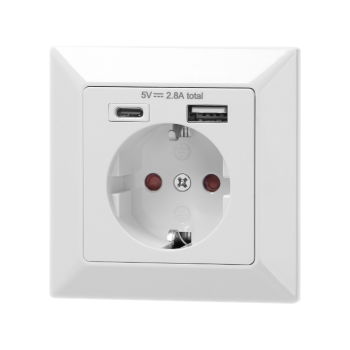 GNIAZDO ELEKTRYCZNE Z ŁADOWARKĄ USB (A+C) ORNO OR-AE-13232(GS) SCHUKO