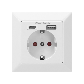 GNIAZDO ELEKTRYCZNE Z ŁADOWARKĄ USB (A+C) ORNO OR-AE-13232(GS) SCHUKO