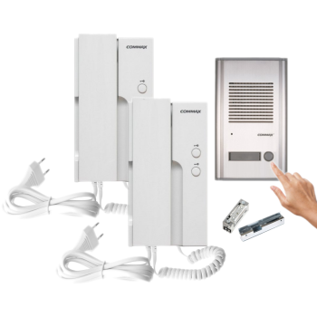 ZESTAW DOMOFONOWY COMMAX 2x DP-2HPR + COMMAX DR-201A + ELEKTROZACZEP R4-12.10