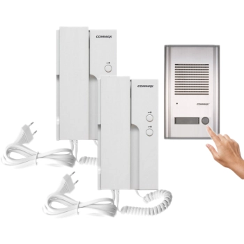 ZESTAW DOMOFONOWY COMMAX 2xUNIFON DP-2HPR + STACJA BRAMOWA DR-201A 230V