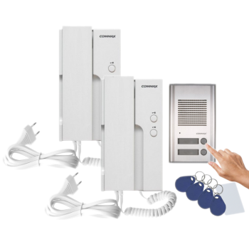 ZESTAW DOMOFONOWY COMMAX 2xUNIFON DP-2HPR + STACJA BRAMOWA DR-201AG/RFID 230V
