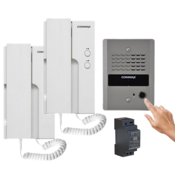 ZESTAW DOMOFONOWY COMMAX 2x UNIFON DP-2HPR(DC) + STACJA BRAMOWA DR-2GN + ZASILACZ MEAN WELL HDR-30-12 12VDC