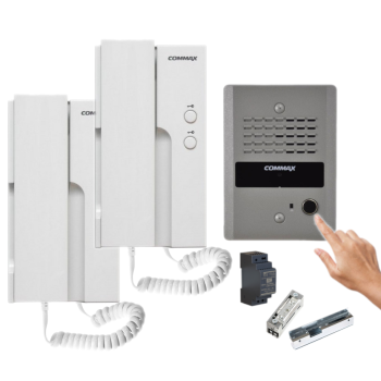 ZESTAW DOMOFONOWY COMMAX 2x DP-2HPR(DC) + DR-2GN + MEAN WELL HDR-30-12 + ELEKTROZACZEP R4-12.10 12V