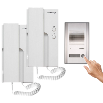 ZESTAW DOMOFONOWY COMMAX 2x UNIFON DP-2HPR(DC) + STACJA BRAMOWA DR-201A 12VDC