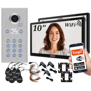 ZESTAW WIDEODOMOFONOWY 5TECH 2xVERUS PLUS(B)/84222-2 10" RFID WiFi APLIKACJA DIN