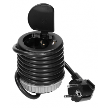 GNIAZDO WPUSZCZANE W BLAT ORNO OR-AE-1373(GS)/B 1x2P+Z + USB SCHUKO