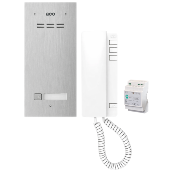 ZESTAW DOMOFONOWY ACO FAM-P-1NPACC + UNIFON UP940 + DIN 2A 15V