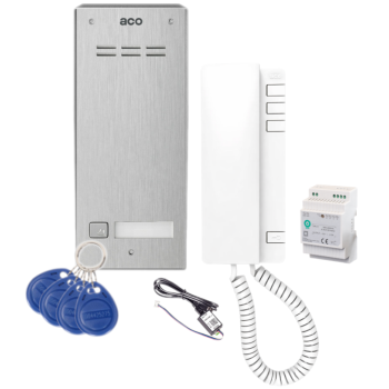 ZESTAW DOMOFONOWY ACO FAM-P-1NPACC NT + UNIFON UP940 + DIN 2A 15V + CDN-USB