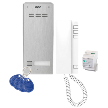 ZESTAW DOMOFONOWY ACO FAM-P-1NPACC NT + UNIFON UP940 + DIN 2A 15V + BRELOKI