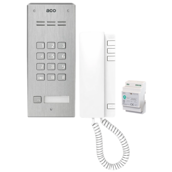ZESTAW DOMOFONOWY ACO FAM-P-1NPZSACC NT + UNIFON UP940 + DIN 2A 15V