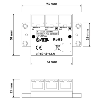 SWITCH PoE 3-PORTOWY ATTE xPoE-3-11A 10/100Mbps