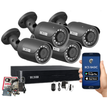 ZESTAW MONITORINGU BCS-B-XVR0401(2.0) + 4 KAMERY BCS-B-MT82800 5MPX DYSK 1TB