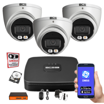 ZESTAW MONITORINGU IP BCS-L-SNVR0401 + 3x BCS-L-EIP14FCR3L3-Ai1 4MPX 2.8mm IR30 Switch PoE 1TB