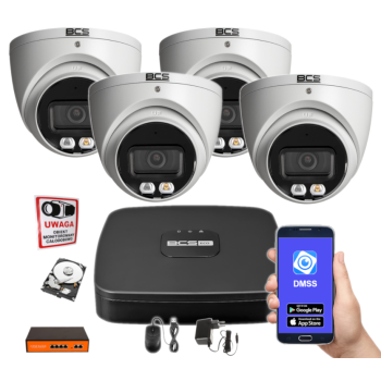 ZESTAW MONITORINGU IP BCS-L-SNVR0401 + 4x BCS-L-EIP14FCR3L3-Ai1 4MPX 2.8mm IR30 Switch PoE 1TB