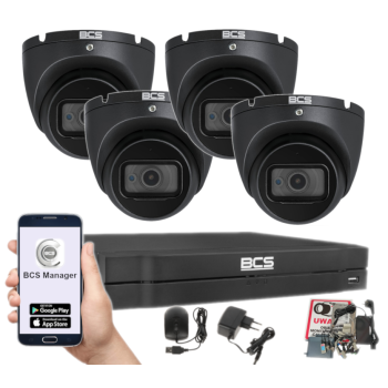 ZESTAW MONITORINGU BCS-L-XVR0401-4KE(5) + 4x BCS-EA18FWR3-G(2) 8MPX 4K 2.8mm IR30 1TB