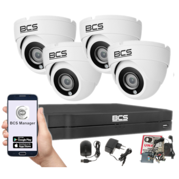 ZESTAW MONITORINGU BCS-L-XVR0401-4KE(5) + 4x BCS-EA28FSR3(H2)(2) 8Mpx 2.8mm IR30 1TB