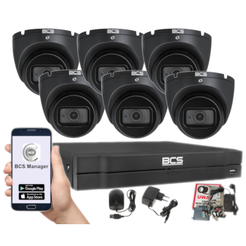 ZESTAW MONITORINGU BCS-L-XVR0801-4KE(5) + 6x BCS-EA18FWR3-G(2) 8MPX 4K 2.8mm IR30 1TB