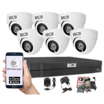 ZESTAW MONITORINGU BCS-L-XVR0801-4KE(5) + 6x BCS-EA28FSR3(H2)(2) 8Mpx 2.8mm IR30 1TB