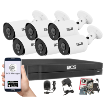ZESTAW MONITORINGU BCS-L-XVR0801-4KE(5) + 6x BCS-TA28FSR4(2) 8MPX 2,8mm IR40 1TB