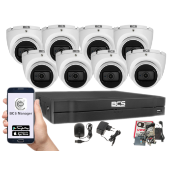 ZESTAW MONITORINGU BCS-L-XVR0801-4KE(5) + 8x BCS-EA18FWR3(2) 8MPX 4K 2.8mm IR30 1TB