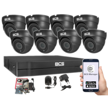 ZESTAW MONITORINGU BCS-L-XVR0801-4KE(5) + 8x BCS-EA28FSR3-G(H2)(2) 8Mpx 2.8mm IR30 1TB