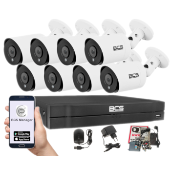 ZESTAW MONITORINGU BCS-L-XVR0801-4KE(5) + 8x BCS-TA28FSR4(2) 8MPX 2,8mm IR40 1TB