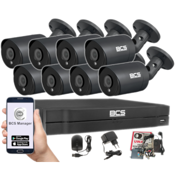 ZESTAW MONITORINGU BCS-L-XVR0801-4KE(5) + 8x BCS-TA28FSR4-G(2) 8MPX 2,8mm IR40 1TB