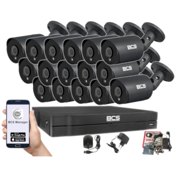ZESTAW MONITORINGU BCS-L-XVR1602-4KE(5) + 16x BCS-TA28FSR4-G(2) 8MPX 2,8mm IR40 2TB