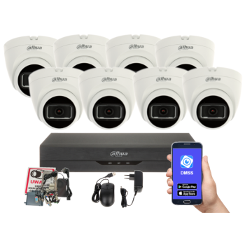 ZESTAW MONITORINGU DAHUA XVR5108HS-I3 + 8x HAC-HDW1500TRQ-0280B-S2 5M-N 2.8mm IR25 1TB
