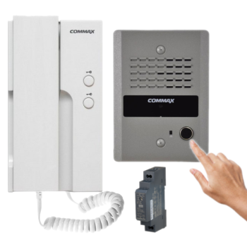 ZESTAW DOMOFONOWY COMMAX UNIFON DP-2HPR(DC) + STACJA BRAMOWA DR-2GN + ZASILACZ MEAN WELL HDR-15-12 12VDC