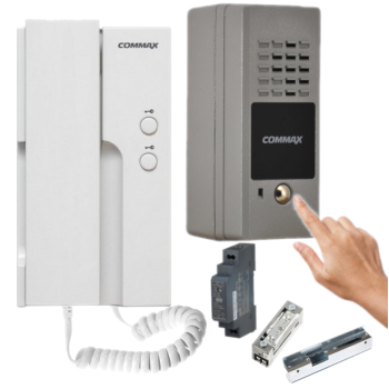 ZESTAW DOMOFONOWY COMMAX DP-2HPR(DC) + DR-2PN + HDR-15-12 + ELEKTROZACZEP R4-12.10 12VDC