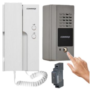 ZESTAW DOMOFONOWY COMMAX UNIFON DP-2HPR(DC) + STACJA BRAMOWA DR-2PN + ZASILACZ MEAN WELL HDR-15-12 12VDC