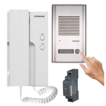 ZESTAW DOMOFONOWY COMMAX UNIFON DP-2HPR(DC) + STACJA BRAMOWA COMMAX DR-201A + ZASILACZ MEAN WELL HDR-15-12