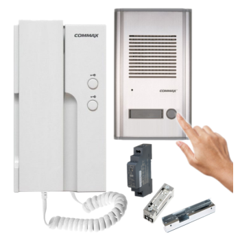 ZESTAW DOMOFONOWY COMMAX DP-2HPR(DC) + COMMAX DR-201A + MEAN WELL HDR-15-12 + ELEKTRA R4-12.10