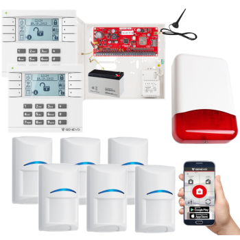SYSTEM ALARMOWY GENEVO PRiMA16Q 2xLCD WH-WH 6 CZUJEK BOSCH POWIADOMIENIE GSM