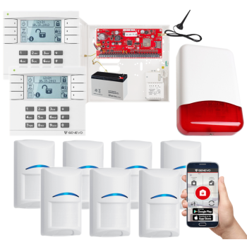 SYSTEM ALARMOWY GENEVO PRiMA16Q 2xLCD WH-WH 7 CZUJEK BOSCH POWIADOMIENIE GSM