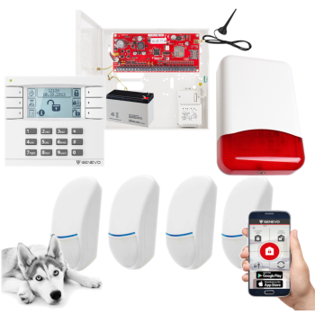 SYSTEM ALARMOWY GENEVO PRiMA16Q LCD WH-WH 4 CZUJKI BINGO Plus POWIADOMIENIE GSM