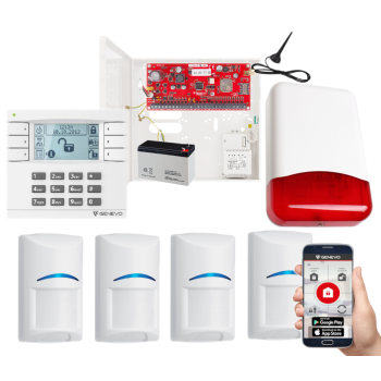 SYSTEM ALARMOWY GENEVO PRiMA16Q LCD WH-WH 4 CZUJKI BOSCH POWIADOMIENIE GSM