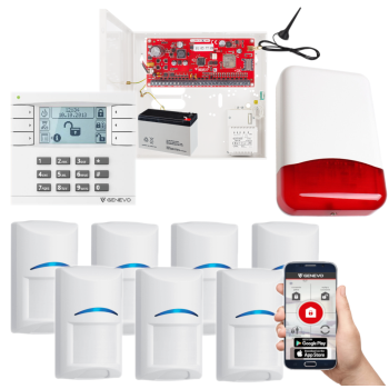 SYSTEM ALARMOWY GENEVO PRiMA16Q LCD WH-WH 7 CZUJEK BOSCH POWIADOMIENIE GSM