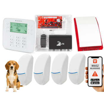 SYSTEM ALARMOWY GENEVO PRiMA64LTE BOX LCD SL 4 CZUJKI BINGO PLUS SP-4001R 7Ah