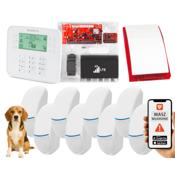 SYSTEM ALARMOWY GENEVO PRiMA64LTE BOX LCD SL 8 CZUJEK BINGO PLUS SP-4001R 7Ah