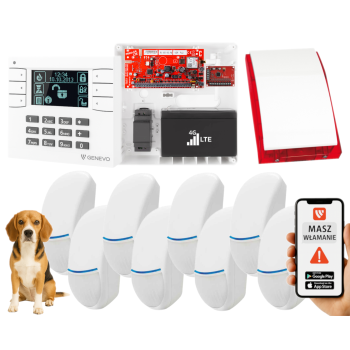 SYSTEM ALARMOWY GENEVO PRiMA64LTE BOX LCD WH-BK 8 CZUJEK Bingo Plus SP-4001R 7Ah