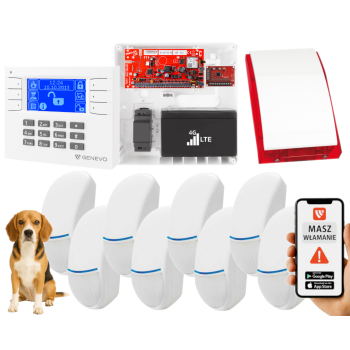 SYSTEM ALARMOWY GENEVO PRiMA64LTE BOX LCD WH-BL 8 CZUJEK Bingo Plus SP-4001R 7Ah