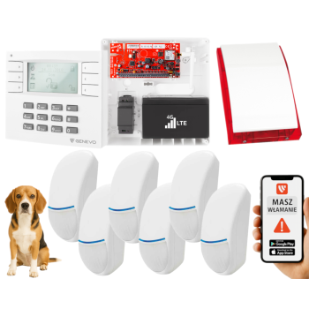 SYSTEM ALARMOWY GENEVO PRiMA64LTE BOX LCD WH-WH 6 CZUJEK BINGO PLUS SP-4001R 7Ah