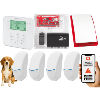 SYSTEM ALARMOWY GENEVO PRiMA64LTE WL BOX LCD SL 4 CZUJKI Bingo Plus SP-4001R 7Ah
