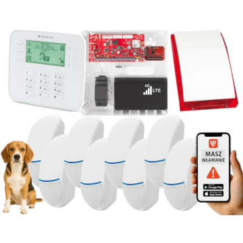SYSTEM ALARMOWY GENEVO PRiMA64LTE WL BOX LCD SL 8 CZUJEK Bingo Plus SP-4001R 7Ah